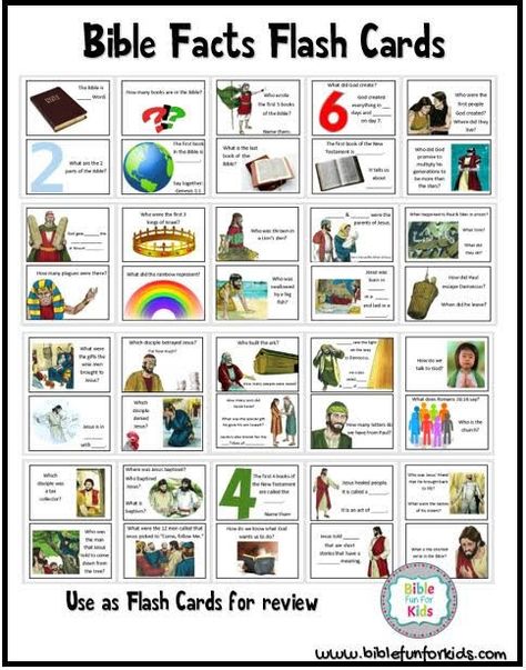 Bible Fun For Kids: Bible Facts Flash Cards Bible Board Games Free Printable, Bible Study Kids Activities, Bible Basics For Kids, Free Bible Images, Bible Themes, Sunday School Games, Bible Activities For Kids, Sunday School Kids, Preschool Bible