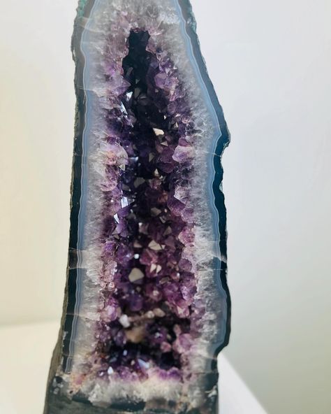 Elevate your space with white light, love, beauty and great energy with this beautiful Large Amethyst X Calcite Inclusions. This is a gorgeous piece with great color & nicely polished sides. Rich purple amethyst points are surrounded by jasper in blue green tones. I love how the Amethyst portal pulls you in! This will make a great addition to any space. Raw beauty & great energy. Amethyst is a stone of spiritual protection and purification. It is a Wind element stone that stimulates ... Amethyst Crystal Aesthetic, Wind Element, Crystal Aesthetic, Amethyst Point, Spiritual Protection, Rich Purple, Raw Beauty, Green Tones, Amethyst Crystal