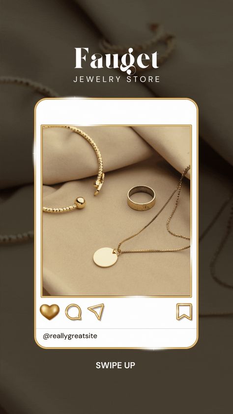 #instagram #story #instagramstory #Newpost #golden #Jewelry #like #button #advertisement #socialmedia #blog #swipeup #elegant #luxury Instagram Story Template Jewelry, Instagram Jewelry Story Ideas, Jewelry Ads Creative Instagram, Jewellery Instagram Story, Jewelry Story Ideas, Jewelry Typography, Jewelry Posts Instagram, Jewelry Social Media Design, Jewelry Instagram Story