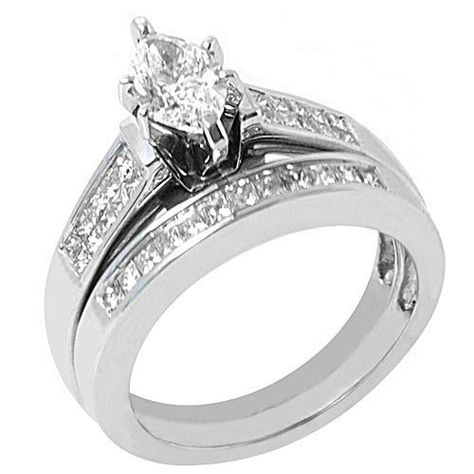 14k White Gold Marquise Diamond Engagement Ring Bridal Set 110 Carats ** Click image for more details. Gorgeous Rings, Marquise Diamond Engagement Ring, Engagement Wedding Ring Sets, Engagement Rings Bridal Sets, Bridesmaid Jewelry Sets, Bridal Bands, Solitaire Diamond, Engagement Bands, Marquise Diamond