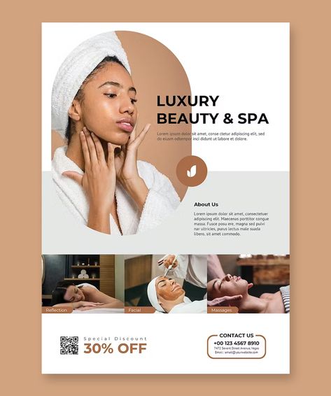 Beauty Care & Spa Flyer Template PSD Flyer Design Beauty Salon, Facial Flyer Design, Beauty Poster Design Ideas, Skin Care Banner Design, Skin Clinic Poster, Skin Care Poster Design Ideas, Aesthetic Pamphlet, Beauty Salon Ads, Cosmetics Flyer Design