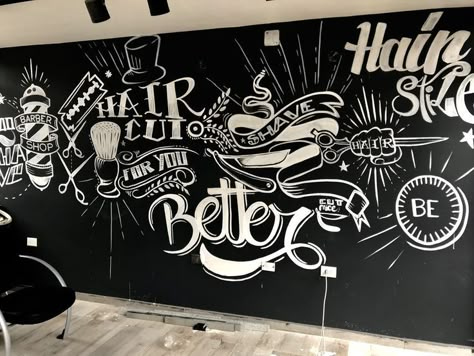 Barber Shop Pictures, Hair Salon Art, Barber Shop Interior, Barber Logo, Coffee Shop Branding, Selfie Wall, Gym Wall Decal, Salon Wall Art, Hair Salon Interior