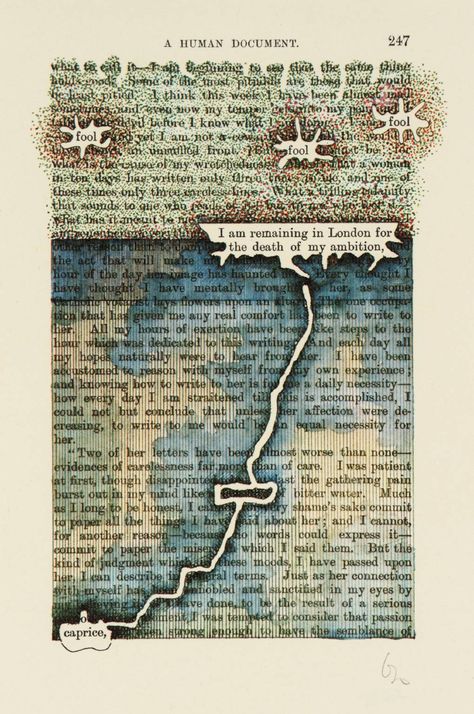 Tom Phillips, ‘[no title: p. 247]’ 1970 Tom Philips, Erasure Poetry, Blackout Poetry Art, Altered Books Pages, Book Poetry, Found Poetry, Poetry Ideas, Book Page Art, Blackout Poetry