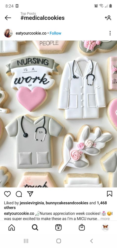 Medical Cookies, Nurse Cookies, Nursing School Graduation Party, Nursing Cake, Royal Icing Sugar, Wedding Treats, Graduation Cookies, Sugar Cookie Designs, Fondant Toppers