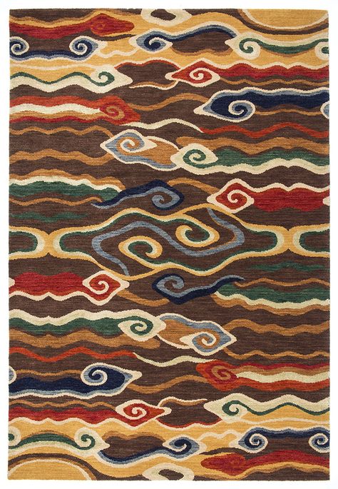 Swirling Clouds is a modern interpretation of traditional Tibetan designs Tibetan Clouds, Swirling Clouds, Tibetan Rugs, Art Appliqué, Motif Batik, Tibetan Art, Batik Pattern, Trik Fotografi, Area Rugs For Sale