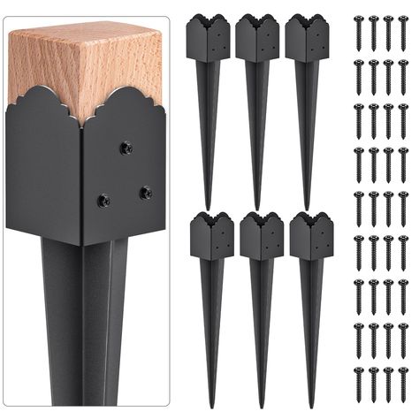 PRICES MAY VARY. 𝑫𝒊𝒎𝒆𝒏𝒔𝒊𝒐𝒏: 4x4 Post spike head is 3.7'' x 3.7'', total length is 23'', fits posts (lumber size 3.5” x 3.5”), anchor length up to 18'' with strong construction and reliable performance. 𝑯𝒊𝒈𝒉 𝑸𝒖𝒂𝒍𝒊𝒕𝒚 𝑴𝒂𝒕𝒆𝒓𝒊𝒂𝒍: The Insaga Mailbox Post Anchor is constructed of heavy duty steel with a black powder coat finish and smooth welds to ensure it will not rust or corrode over time. 𝑾𝒊𝒅𝒆 𝑼𝒔𝒆: This fence post spikes 4x4 is the perfect solution for securely an Zone 5b Landscaping, House In The Desert, Front Porch Columns, Lumber Sizes, Gazebo On Deck, Fence Yard, Fence Options, Farm Flowers, Hitching Post