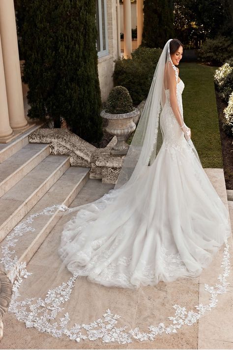 Soft Tulle Veil, Wedding Dresses Boho, Floral Lace Wedding Dress, Sophia Tolli, Tulle Veil, Most Beautiful Wedding, Most Beautiful Wedding Dresses, Wedding Veil Accessories, Tulle Veils