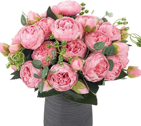 LUWENER 4 Bunches Peony Artificial Flowers, 20 Heads Silk Peonies Bouquets Pink Flowers for Wedding Centerpiece Garden Party Home Decor Elegant Vintage Fake Peonies (Pink) : Amazon.co.uk: Home & Kitchen Fake Peonies, Pink Peonies Bouquet, Flowers For Wedding, Silk Peonies, Artificial Peonies, Blue Wedding Flowers, Garden Store, Peonies Bouquet, Wedding Centerpiece