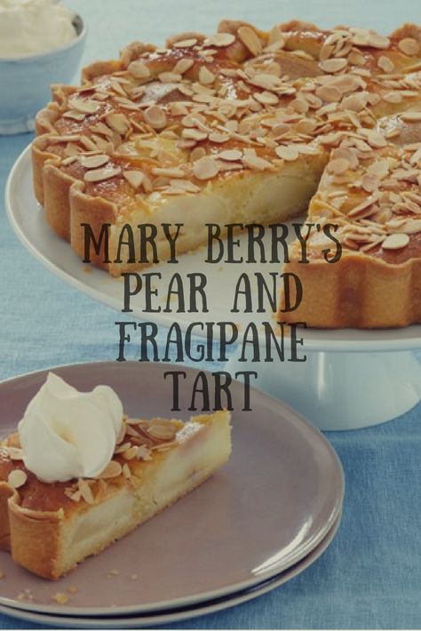 Served with a dollop of cream, you'll be back for more than a slice of delicious tart. #maryberry #pearandfrangipanetart Pear Frangipane Tart, British Baking Show Recipes, British Bake Off Recipes, Bake Off Recipes, Mary Berry Recipe, Frangipane Tart, Pear Recipes, British Bake Off, British Baking