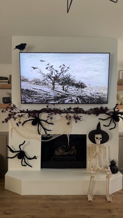 Witch Magic Halloween Witch Hat … curated on LTK Halloween Decor Mantle With Tv, Halloween Mantle Decor With Tv, Witches Party, Decoracion Halloween, Witches Night, Witches Night Out, Halloween Mantle Decor, Halloween Fireplace, Witch Party