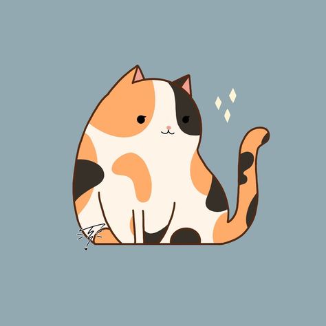 digital art cute calico cat Calico Cat Painting Easy, Calico Cat Drawing Simple, Calico Cat Tattoos, Cartoon Calico Cat, Calico Cat Character Design, Cute Calico Cat Drawing, Calico Drawing, Calico Cat Cartoon, Calico Cat Wallpaper