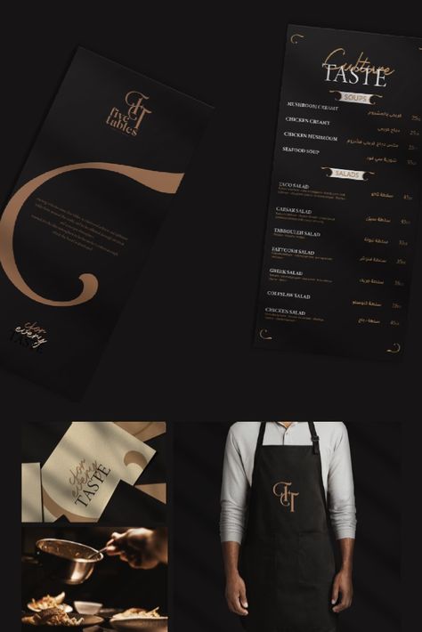 Menu Designs For Restaurants, Branding For Restaurant, Fine Dine Restaurant Branding, Fancy Restaurant Menu Design, Fancy Restaurant Branding, Elegant Menu Design Restaurant, High End Menu Design, Restaurant Branding Ideas, Elegant Restaurant Branding