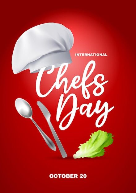 Chef Day International, International Chef Day, Chef Day, Chef Poster, Chef Character, Food Poster Design, Red Lobster, Chefs Hat, Food Poster