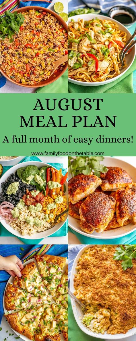 Budget Friendly Weekly Meal Plan, Easy Weekly Menu Ideas, Yearly Meal Planning, Easy Dinner Week Plan, Family Meal Planning Monthly Menu Ideas, Meals For Week Families, Easy Family Meal Plans For The Week, 30 Day Menu Plan Dinners, Sample Menus Meal Ideas