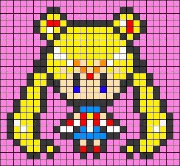 Kiki's Delivery Service Perler Beads, Nerd Perler Bead Patterns, Sailor Moon Grid Pattern, Among Us Alpha Pattern, Sailor Moon Pixel Art, Anime Pattern, Pixel Beads, Pearl Beads Pattern, Easy Perler Beads Ideas