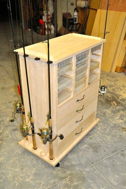 Fishing Storage Cabinet Fishing Cabinet, Diy Fishing Gear, Fishing Pole Storage, Diy Fishing Rod, Fishing Organization, Fishing Gear Storage, Fishing Storage, Fishing Rod Storage, Fishing Tackle Storage