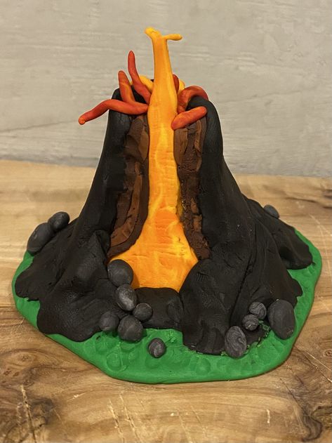 Volcano Clay Model, Volcano Montessori, Volcano Model Project, Volcano Clay, Spring Science Activities, Volcano Model, Volcano Projects, Cool Finger Tattoos, Spring Science