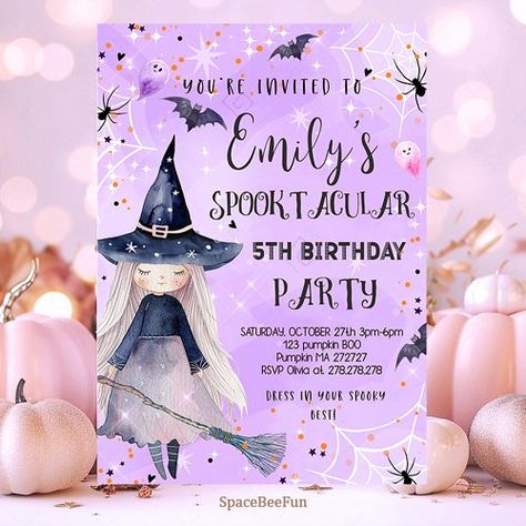 $2.09 | Halloween Birthday Invitation Costume Party Witch - halloween, pumpki, birthday invites, invitation, costume party, girl witch halloween, birthday party, spooktacular, birthday boo, halloween boo Witch Cakes Birthdays, Halloween Theme Girls Birthday Party, Girls Halloween Birthday Party, Witch Birthday Party, Witchy Birthday, October Birthday Parties, Witch Birthday, Witch Cake, Boo Bash