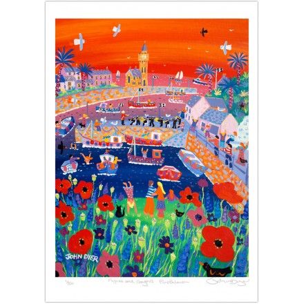 John Dyer, Red Sky, Clock Tower, Online Painting, The Grass, Print Artist, Colorful Paintings, Sign Printing, In The Wild