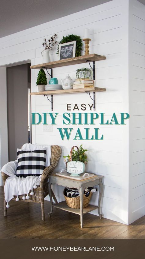 Elevate your space with a stunning shiplap accent wall! Get inspired with creative ideas and essential tips for your DIY project. Start your home makeover today! How To End Shiplap On Open Wall, Hallway Shiplap Wall, Easy Shiplap Wall Diy, Wall Shiplap, Diy Shiplap Wall, Shiplap Wall Ideas, Double Wide Trailer, Shiplap Wall Diy, Shiplap Backsplash