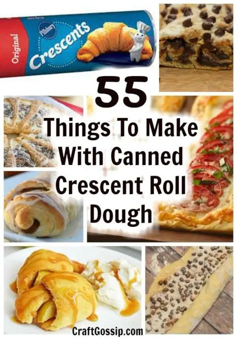 55 Things To Make With Canned Crescent Roll Dough – Edible Crafts Recipes Using Crescent Roll Dough, Dinner Ideas With Crescent Rolls, Sausage Crescent Rolls, Pillsbury Crescent Roll Recipes, Crescent Roll Recipes Dinner, Church Recipes, Crescent Breakfast, Chicken Crescent Rolls, Bread Booze Bacon