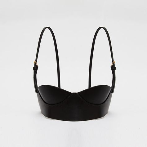 Fleet Ilya Online Store Black Balcony, Bra Harness, Fleet Ilya, Minimalist Fashion Photography, Halter Neck Bra, Chain Harness, Leather Bra, Triangle Bag, Balcony Bra