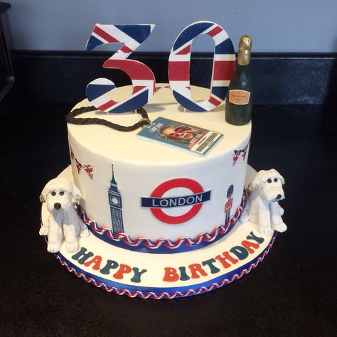 London themed 30th birthday cake London Themed Cake, London Birthday Cake, London Cake Ideas, Jubilee Cake, British Cake, 30 Cake, Family Cake, Birthday Cake Pictures, London Cake