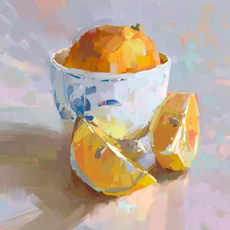 Painting Lemons, Heavy Paint, Lighting Scenarios, Simple Object, Still Lifes, Acrylic Gouache, Oil Painting For Sale, Gouache Art, Still Life Art