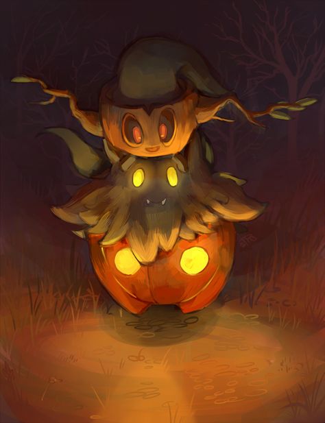 Phantump/Pumpkaboo glowing eyes Pumpkaboo Art, Pokemon Original, Pokemon Drawing, Pokemon Series, Ghost Type Pokemon, Lucario Pokemon, Pokemon Halloween, Ghost Pokemon, Art Pokemon