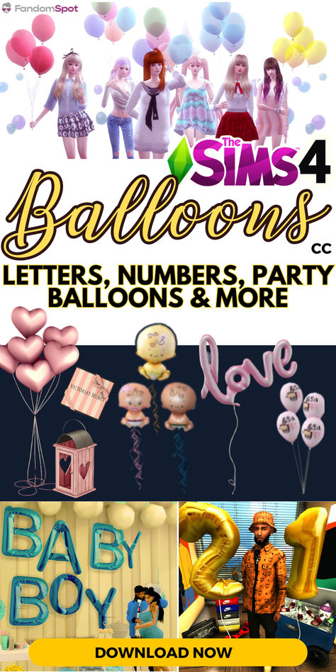 Sims 4 Number Balloons, Sims 4 Balloons, Birthday Party Cc Sims 4, Sims 4 Party Decor Cc, Birthday Cc Sims 4, Sims 4 Balloons Cc, Sims 4 Cc Birthday, Sims 4 Party Decor, Sims 4 Letters Cc