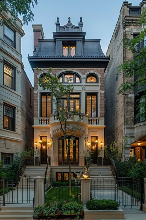 London House Exterior, Academia Library, Brownstone Homes, Townhouse Exterior, Apartments Exterior, Architecture Styles, French Architecture, London House, Fantasy House