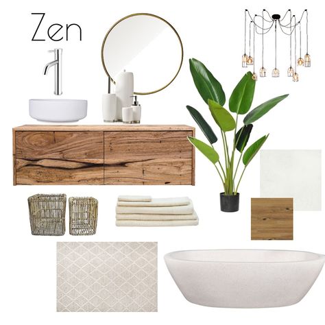 Bathroom Zen Style, Spa Style Bathroom Ideas, Zen Spa Bathroom Ideas, Zen Style Interior, Style Sourcebook, Spa Inspired Bathrooms, Zen Bathroom Design, Spa Style Bathroom, Design Mood Board