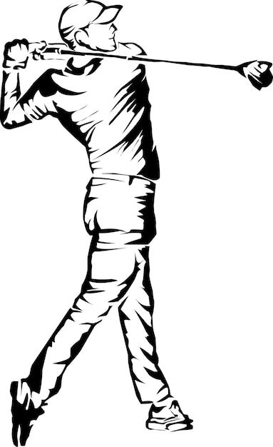 Vector a man with a golf club on his bac... | Premium Vector #Freepik #vector #golf-stick #golf-player #golfer #golf-club Golf Silhouette, Golf Vector, Golf Artwork, Golf Stick, Golf Cards, Art Sport, Golf Art, Sign Logo, Golf Design