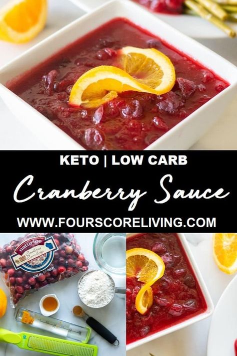 Keto Cranberry Sauce - Easy and ready in minutes! Keto Cranberry Sauce, Sugar Free Cranberry Sauce, Keto Cranberry, Cranberry Sauce Thanksgiving, Best Cranberry Sauce, Easy Cranberry Sauce, Keto Holiday Recipes, Homemade Cranberry Sauce, Leftover Cranberry Sauce