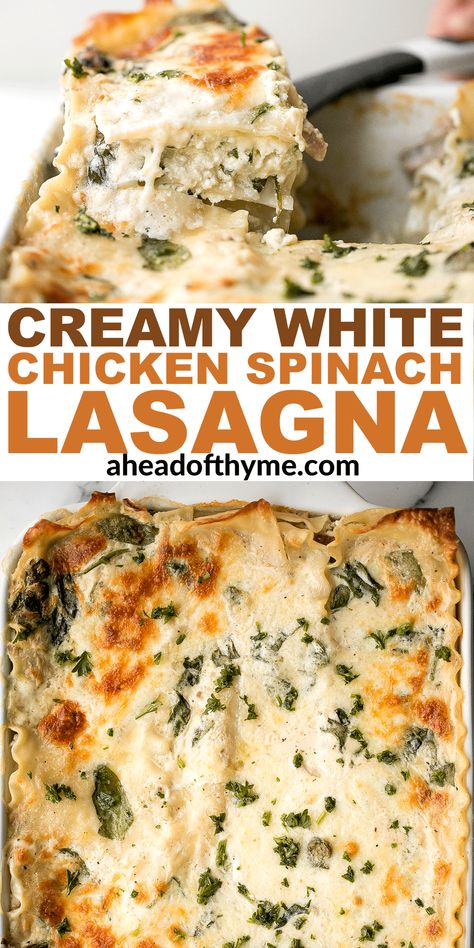 Chicken And Spinach Lasagna, White Lasagne, Chicken Alfredo Lasagna Recipe, Chicken Spinach Lasagna, Lasagna Easy, Chicken Lasagna Recipe, White Chicken Lasagna, White Lasagna, Spinach Alfredo