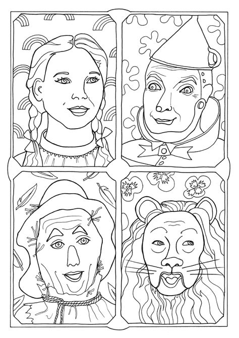 The Wizard of Oz - Lorna Johnstone Art Wizard Of Oz Coloring Pages, Wizard Of Oz Color, Wizard Drawings, Lion Coloring, Wizard Of Oz Characters, Wizard Of Oz Book, Bratz Coloring, Lion Coloring Pages, Cowardly Lion