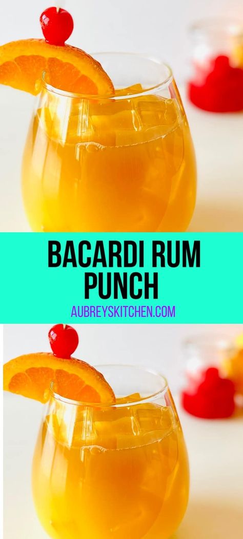 This Rum Punch recipe with Bacardi rum is delicious and refreshing! You will feel like you are relaxing on a Caribbean beach with this tropical cocktail. Cocktail Recipes Bacardi, Bacardi Tropical Rum Recipes, Bacardi Superior Drinks Recipes, Bacardi Rum Drinks Recipes, Bacardi Cocktails Recipes, Bacardi Drinks Recipes, Bacardi Gold Rum Drinks, Bacardi Recipes, Light Rum Cocktails