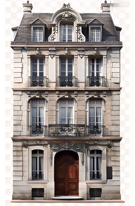 Modern Brick Building Architecture, Vintage Apartment Architecture, French Apartment Building, 1900s Buildings, Vintage Apartment Building, French Chateau Exterior, Bathroom Objects, Buildings Reference, Classic Facade