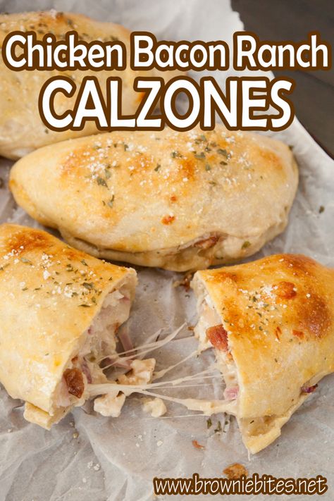 Mini Calzones, Simple Family Meals, Chicken Crispy, Pizza Recipes Homemade, Savory Chicken, Brownie Bites, Chicken Bacon Ranch, Cooked Chicken, Bacon Ranch