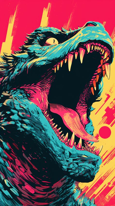 Unleash the beast on your iPhone and Android with this Godzilla fury wallpaper. Twist your device into a scene of cinematic legend! 🌆🔥📱 Godzilla Wallpaper Iphone, Godzilla Painting, Godzilla Aesthetic, Godzilla Illustration, Godzilla Gif, Fury Wallpaper, Hyper Beast Wallpaper, Cats In Ancient Egypt, Godzilla 1998