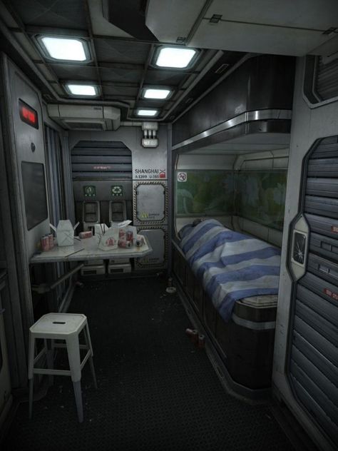 Spaceship Interior Bedrooms, Spaceship Bedroom, Sci Fi Bedroom, Sci Fi Room, Cyberpunk Room, Scifi Interior, Spaceship Interior, Sci Fi Environment, Futuristic Interior