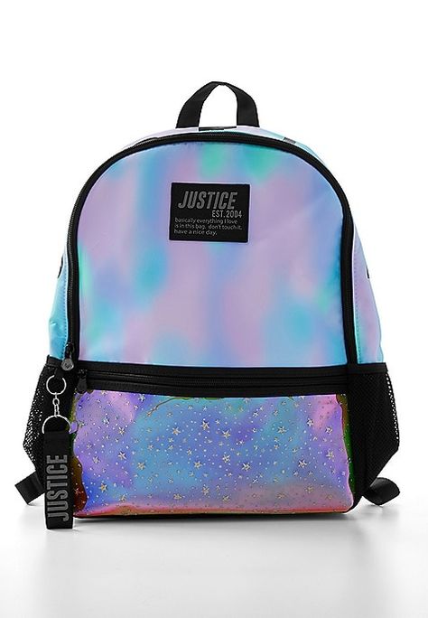 Justice School Supplies, Sassy Personality, Justice Bags, Justice Backpacks, Keychain Loop, Sparkly Purse, Girl School Supplies, Glitter Backpack, Justice Accessories