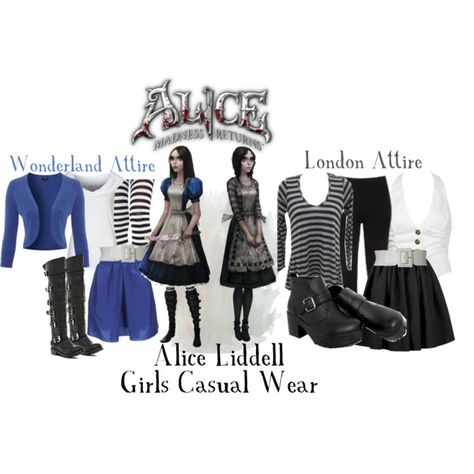 "American McGee's Alice - Alice Liddell (Wonderland & London Attire)" by gamer-geek-chic on Polyvore Alice Liddell Outfits, Wonderland Fashion, Mad Alice, Rp Outfits, American Mcgee, American Mcgee’s Alice, Gamer Fashion, Alice Liddell, Alice Madness Returns