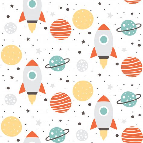 Kids Pattern Design, Password Book, Space Pattern, Idee Cricut, Seamless Pattern Design, Space Party, Baby Themes, Kids Fabric, Vintage Space