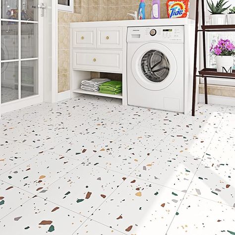 Livelynine 32-Pack Peel and Stick Vinyl Flooring Terrazzo Floor Tiles Waterproof Bathroom Flooring Removable Flooring for Renters Laundry Bedroom Kitchen Laminate Flooring Linoleum Tile Sheets 12X12": Amazon.com: Tools & Home Improvement Sheet Vinyl Flooring Bathroom, Removable Flooring, Vinyl Tile Flooring Bathroom, Waterproof Bathroom Flooring, Self Adhesive Floor Tiles, Peel And Stick Floor Tile, Adhesive Floor Tiles, Laminate Flooring In Kitchen, Grey Vinyl Flooring