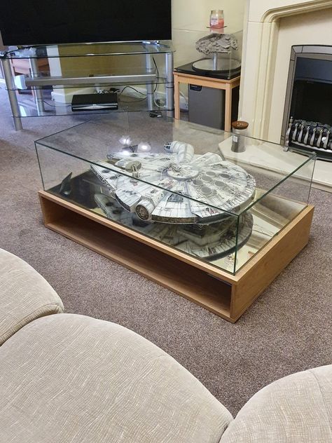 Coffee Table Display Case, Coffee Table Display, Display Tables, Model Display, Star Wars Room, Lego Display, Display Coffee Table, Glass Furniture, Types Of Furniture