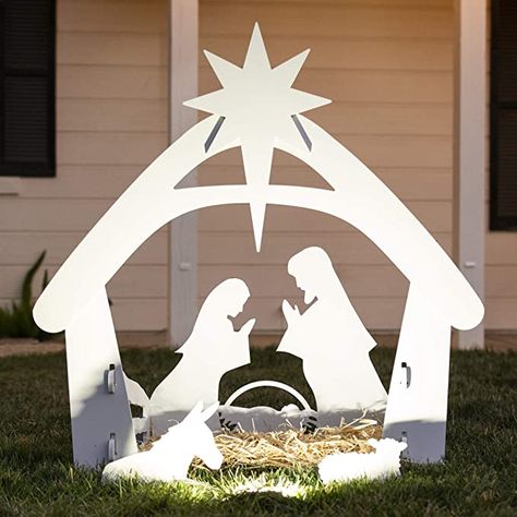 Amazon.com: Best Choice Products 4ft Outdoor Nativity Scene, Weather-Resistant Decor, Christmas Holy Family Yard Decoration, Water-Resistant PVC - White : Everything Else Modern Nativity Set, Outdoor Nativity Sets, Nativity Scene Display, Outdoor Nativity Scene, Outdoor Nativity, Christmas Yard Decorations, Meaning Of Christmas, Christmas Nativity Scene, Front Lawn