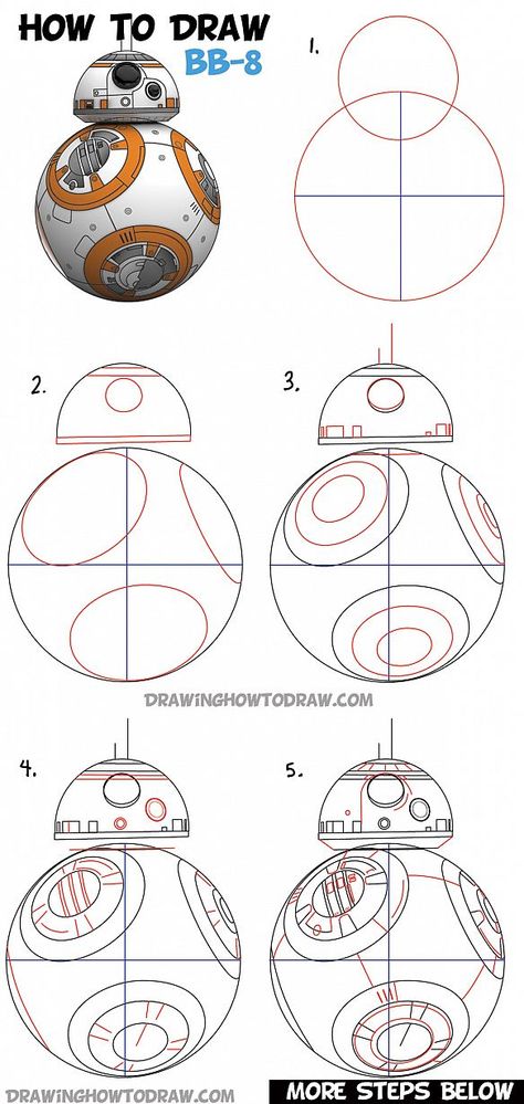 How to Draw BB-8 (Beeby-Ate) the Ball Droid from Star Wars Step by Step Drawing Lesson Drawing Instructions, Star Wars Bb8, How To Draw Steps, Drawing Lesson, Star Wars Drawings, Bb 8, Star Wars Birthday, Star Wars Party, Step Drawing