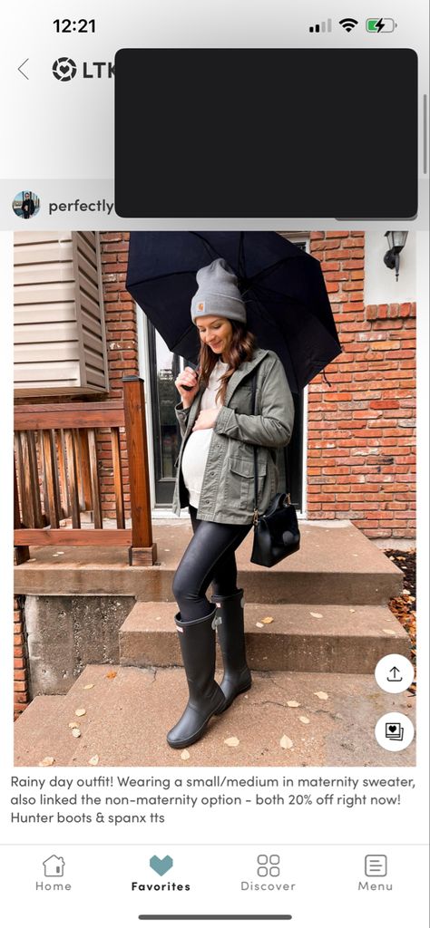 Rainy Day Maternity Outfit, Rainy Day Outfit For Fall, Maternity Outfit, Maternity Sweater, Rainy Day Outfit, Maternity Photos, Day Outfit, Maternity Fashion, Hunter Boots