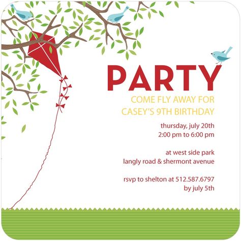 Kite Party Kite Birthday Party, Kite Party, Park Birthday, Invitations Birthday, Tiny Prints, Baby 1st Birthday, Picnic Party, 3rd Birthday Parties, 9th Birthday